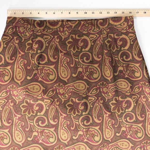 Vintage Studio Works Paisley Moleskin Midi Skirt Large Brown Boho Western Autumn - Picture 5 of 15